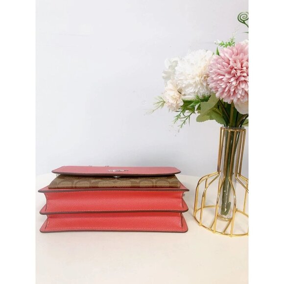 Coach 91019 Klare Crossbody In Signature Canvas IN Khaki Tangerine - Picture 6 of 9